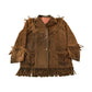 Vintage 1970s Dark Brown Suede Fringe Leather Jacket Men's Medium from propervintagecanada