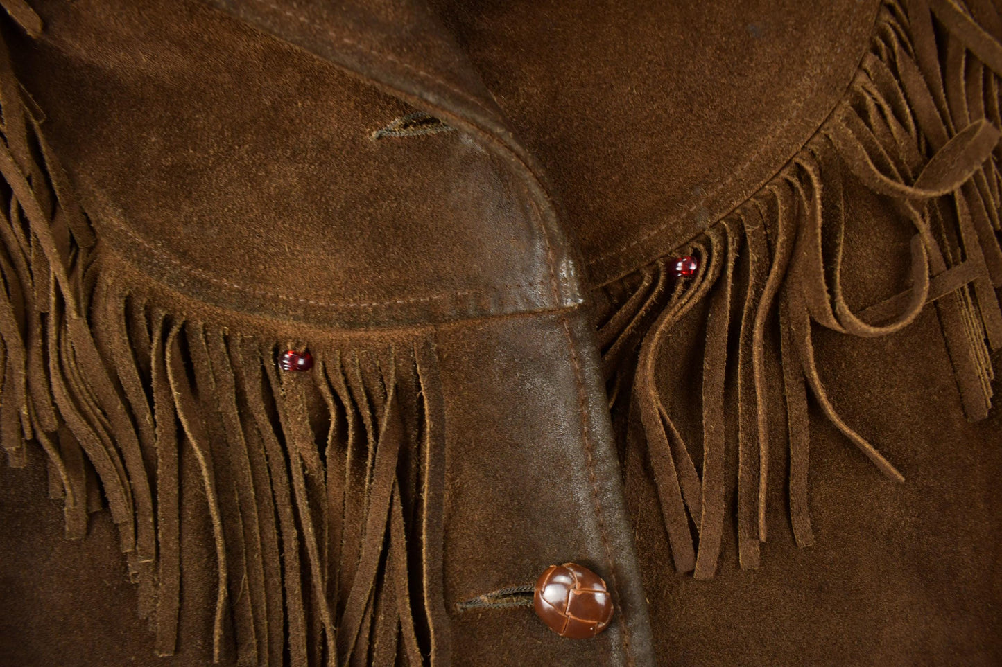 Vintage 1970s Dark Brown Suede Fringe Leather Jacket Men's Medium from propervintagecanada
