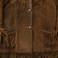 Vintage 1970s Dark Brown Suede Fringe Leather Jacket Men's Medium from propervintagecanada