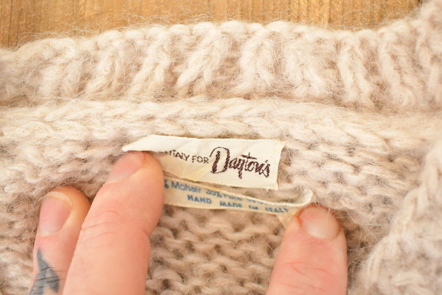 Vintage 1970s Daytons Hand Cable Knit V Neck Sweater Women's S from propervintagecanada