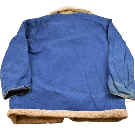 Vintage 1970s Denim Jean Sherpa Lined Full Zip Jacket Men's 2XL from propervintagecanada