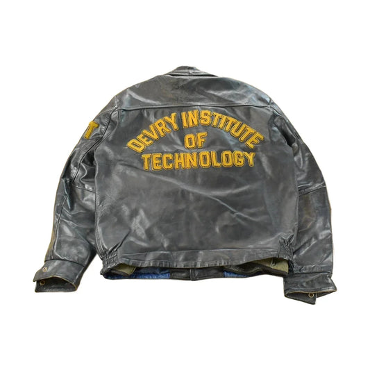 Vintage 1970s DeVry Institute of Technology Collegiate Lined Leather Jacket Men's Large from propervintagecanada