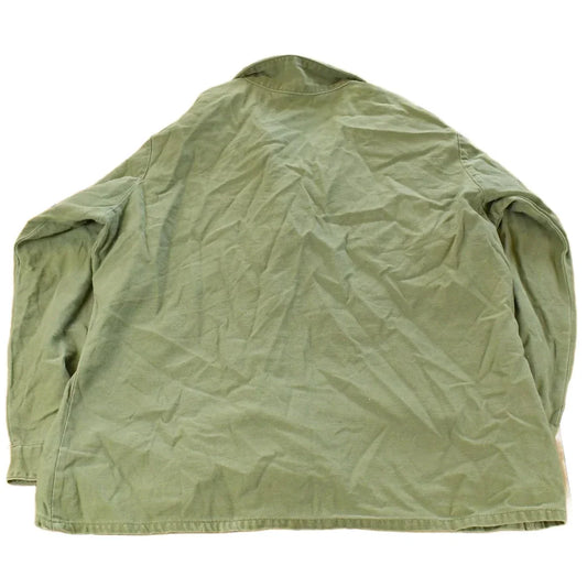 Vintage 1970s Distressed OG-107 Military Sateen Shirt Men's Large from propervintagecanada