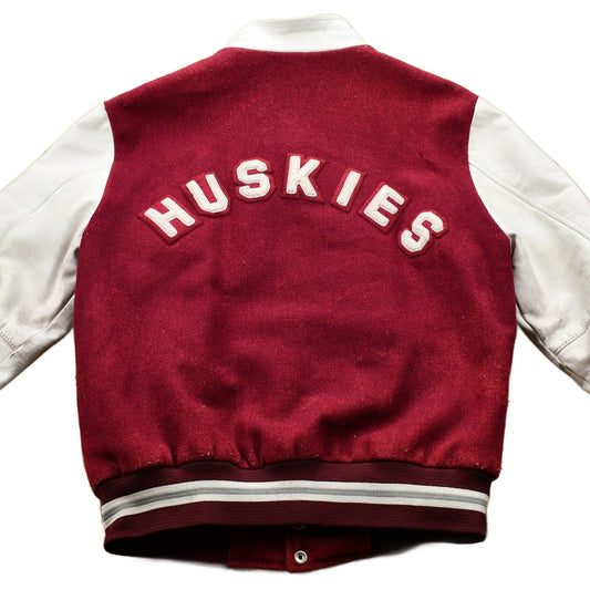 Vintage 1970s Distressed Stratford Northwestern Huskies Color Block Varsity Jacket Men's Large from propervintagecanada