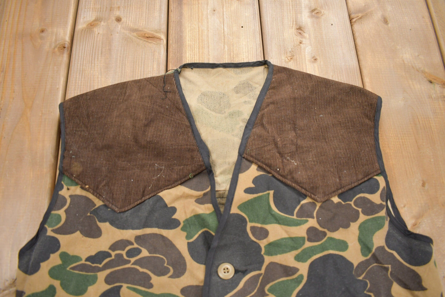 Vintage 1970s DuckCamo Hunting Vest Men;s S from propervintagecanada