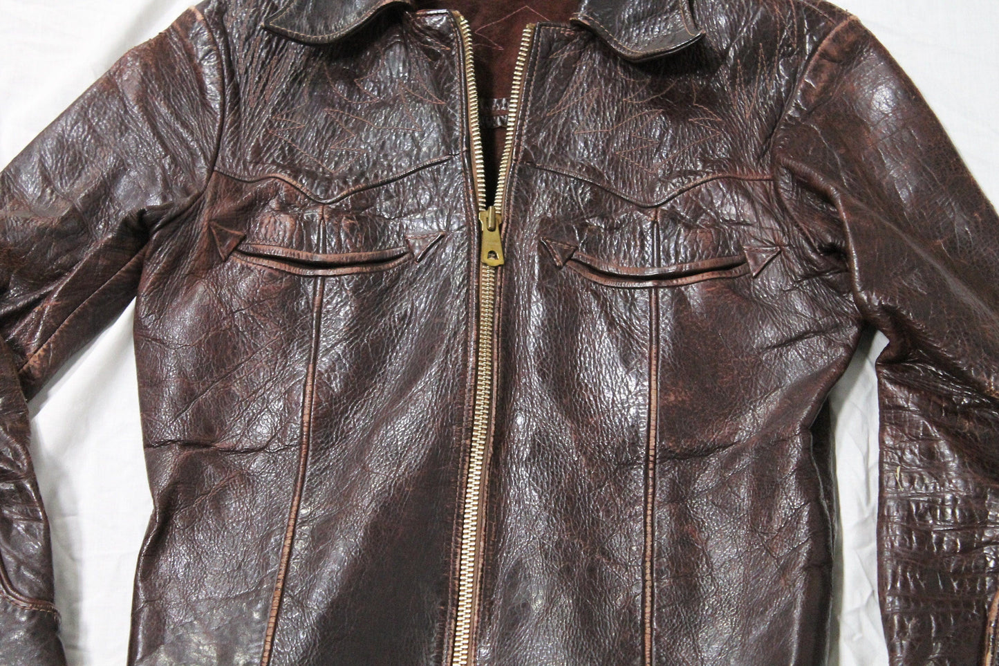 Vintage 1970s East West Musical Instruments Leather Motorcycle Jacket from propervintagecanada