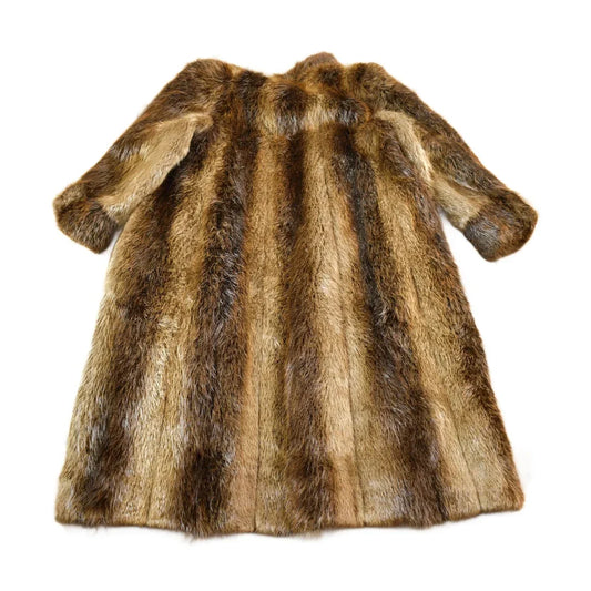 Vintage 1970s Eaton Full Length Brown Raccoon Fur Coat Adult L Men's Large from propervintagecanada