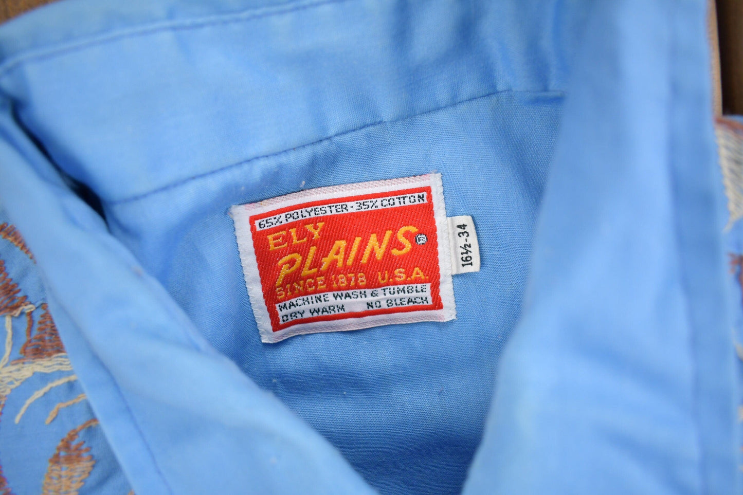 Vintage 1970s Ely Plains Embroidered Western Cowboy Style Button Up Shirt Men's Large from propervintagecanada