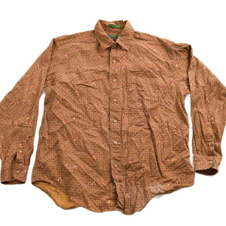 Vintage 1970s Embassy Row All Over Print Horse Theme Button-Up Shirt Men's Medium from propervintagecanada