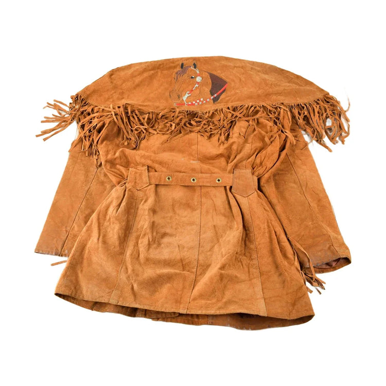 Vintage 1970s Embroidered Horse Fringe Leather Jacket from propervintagecanada