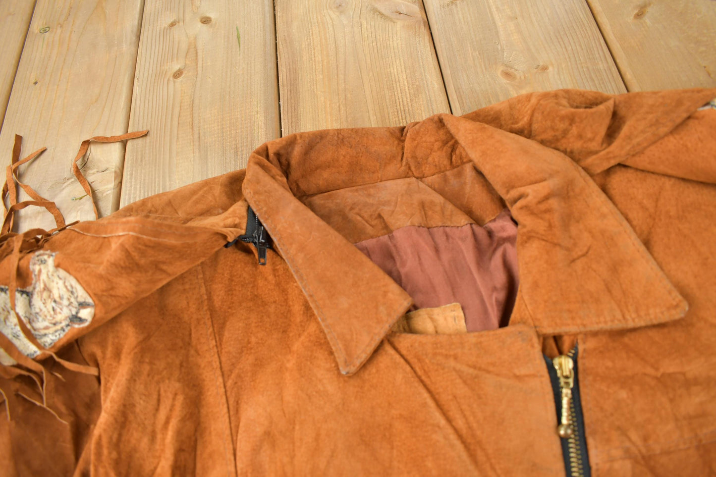 Vintage 1970s Embroidered Horse Fringe Leather Jacket from propervintagecanada