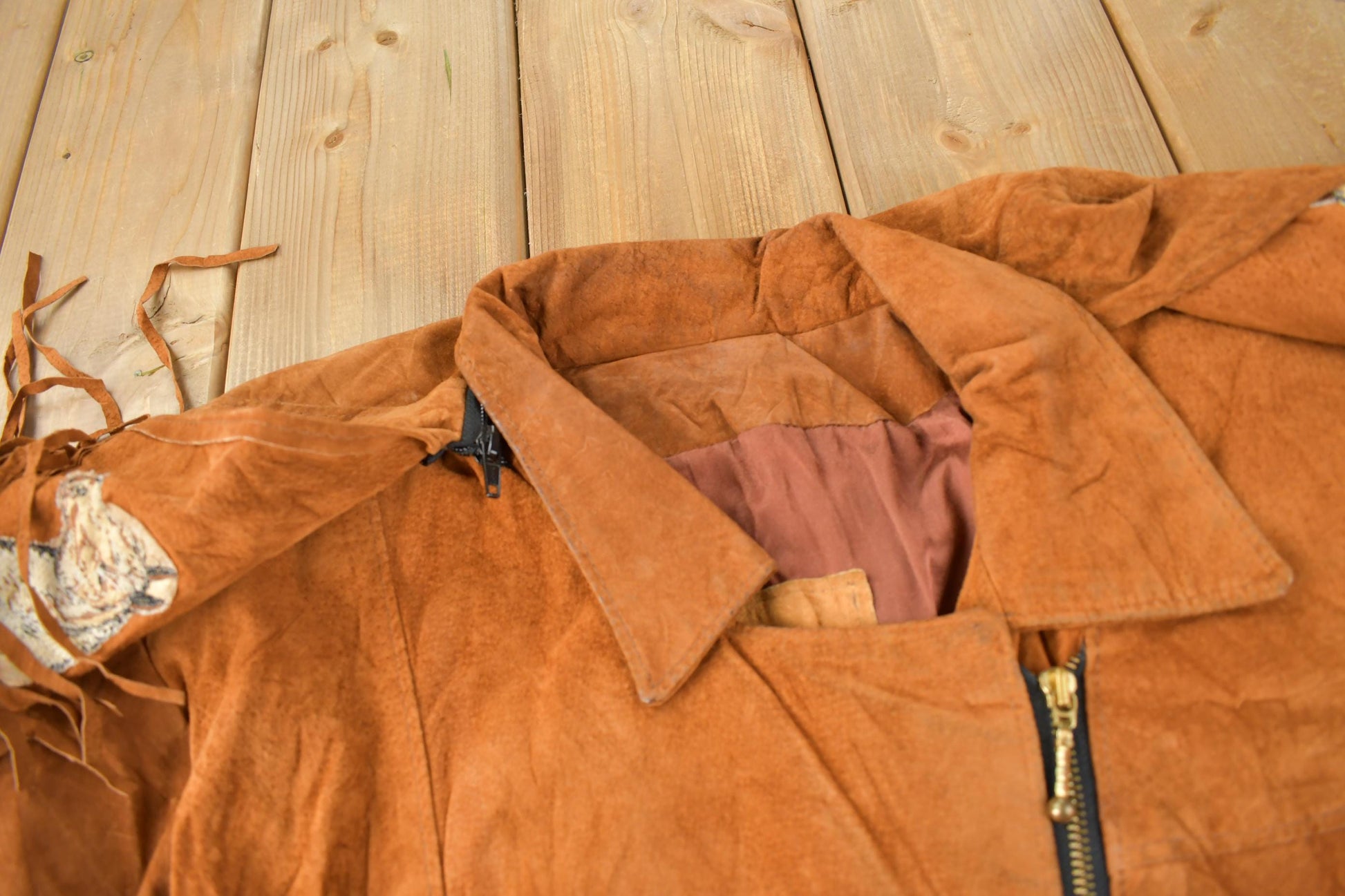 Vintage 1970s Embroidered Horse Fringe Leather Jacket from propervintagecanada