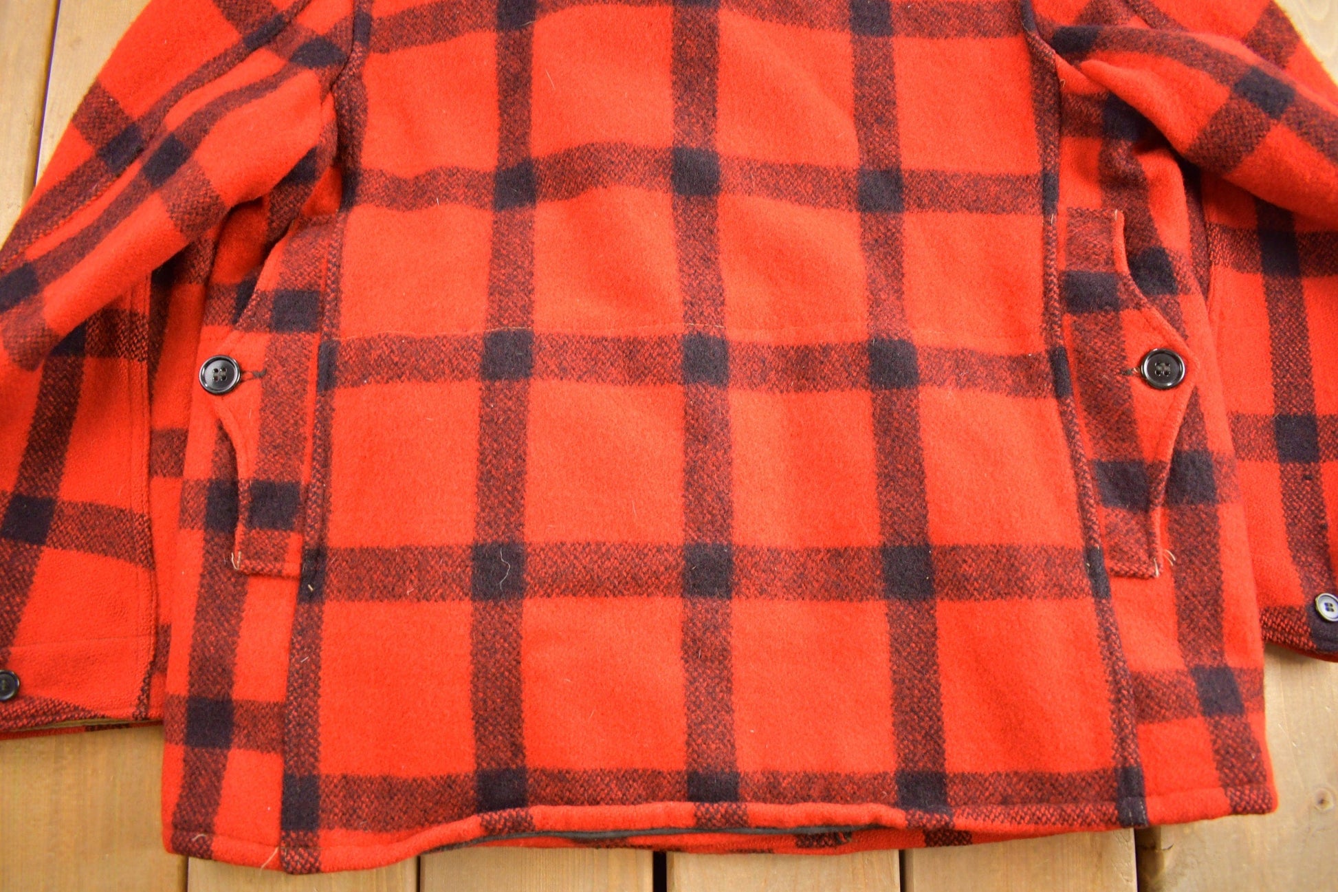 Vintage 1970s Falcon Brand 100% Wool Buffalo Plaid Jacket Men's Large from propervintagecanada