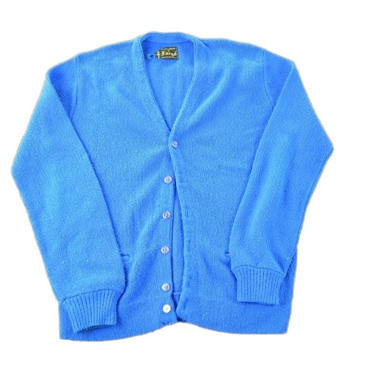 Vintage 1970s Fargo Knit Perfect Mild Distress Cardigan Sweater Men's S from propervintagecanada