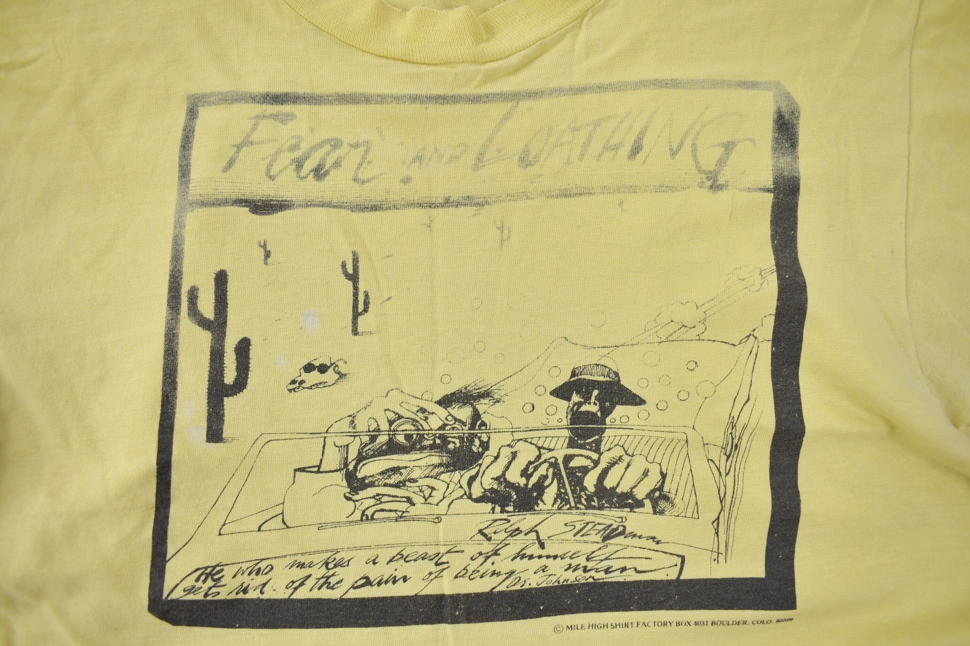 Vintage 1970S Fear and Loathing In Las Vegas Single Stitch Graphic T Shirt Made In USA Size Large from propervintagecanada