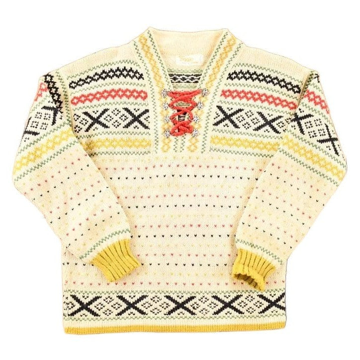 Vintage 1970s Figgjo Made In Norway Knit Abstract Pattern Crewneck Sweater Mens S from propervintagecanada