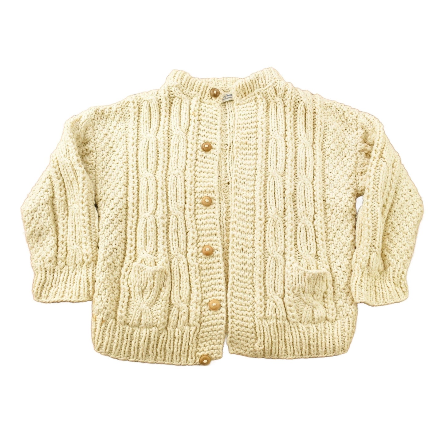 Vintage 1970s Flaherty Imports 3D Cable Knit Button Up Sweater from propervintagecanada