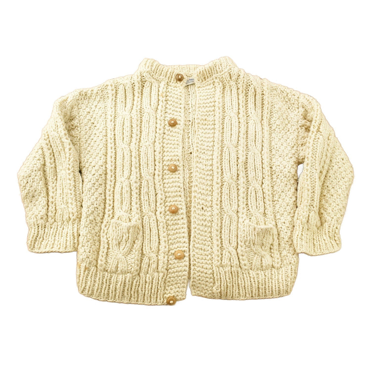 Vintage 1970s Flaherty Imports 3D Cable Knit Button Up Sweater from propervintagecanada