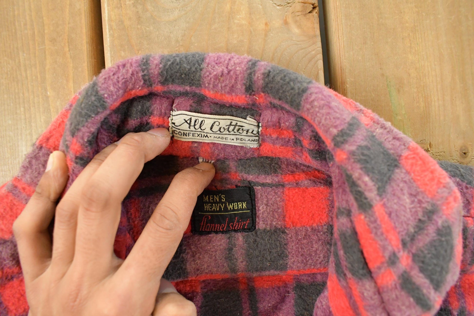 Vintage 1970s Flannel Button Up Plaid Trucker Shirt Men's Large from propervintagecanada