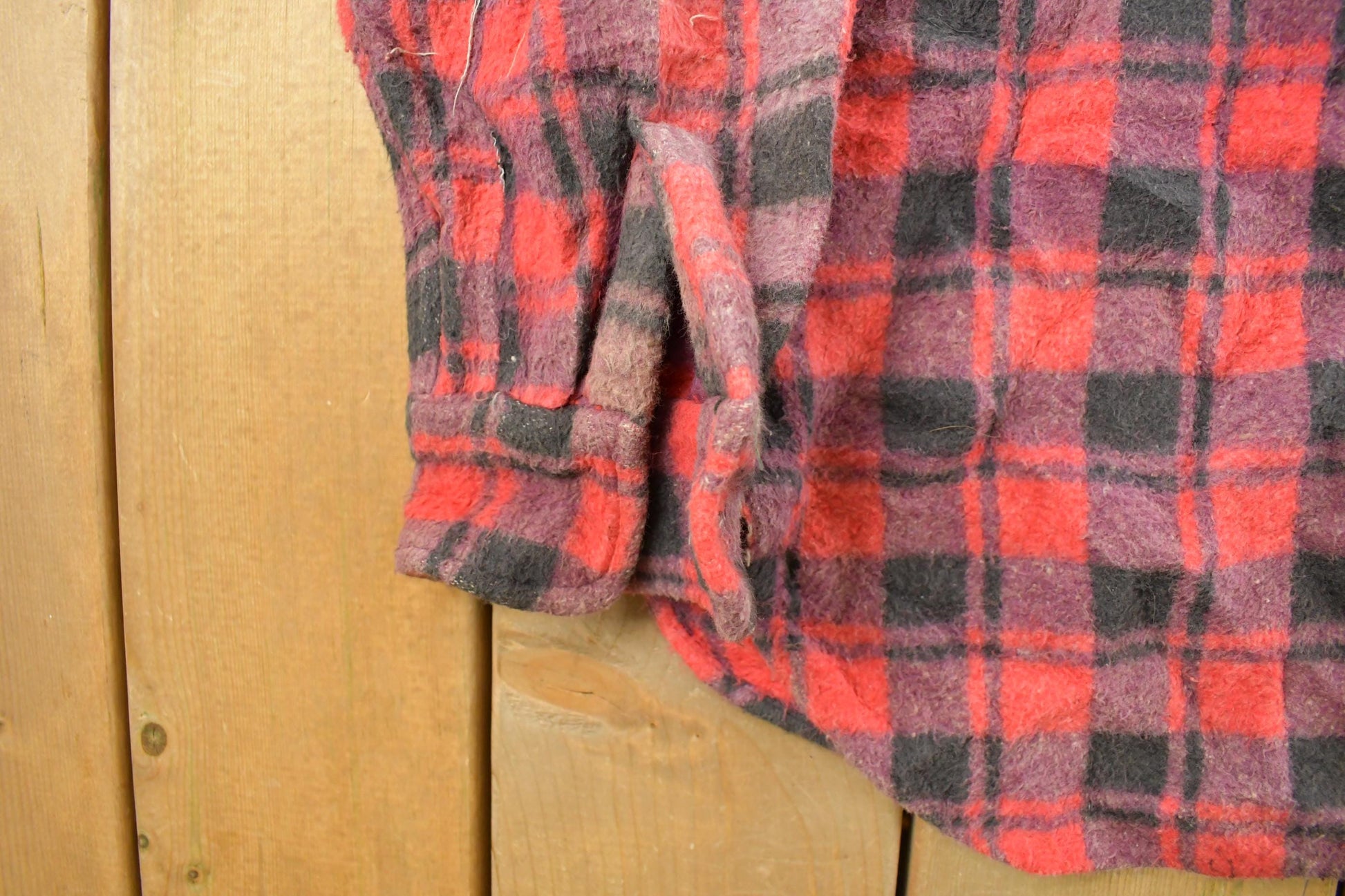 Vintage 1970s Flannel Button Up Plaid Trucker Shirt Men's Large from propervintagecanada