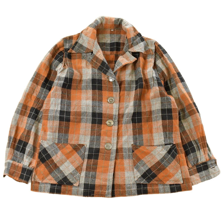 Vintage 1970s Flannel Wool Plaid Button Up Blazer Shirt Women's Large from propervintagecanada