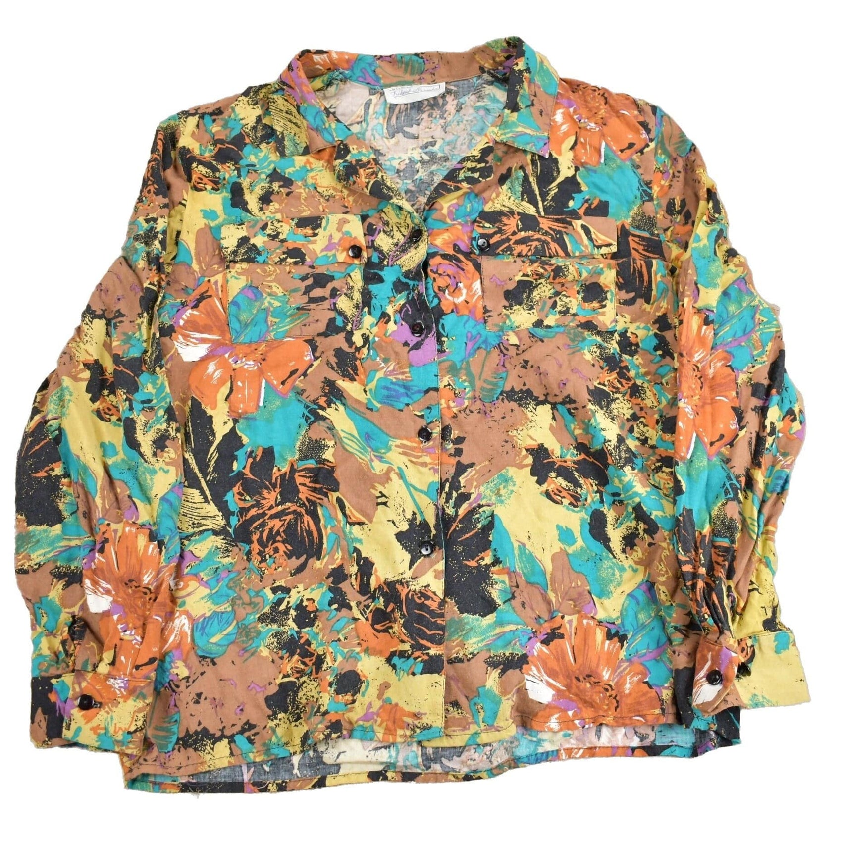 Vintage 1970s Frederick Alexandra Abstract Theme Button Up Shirt Women's from propervintagecanada