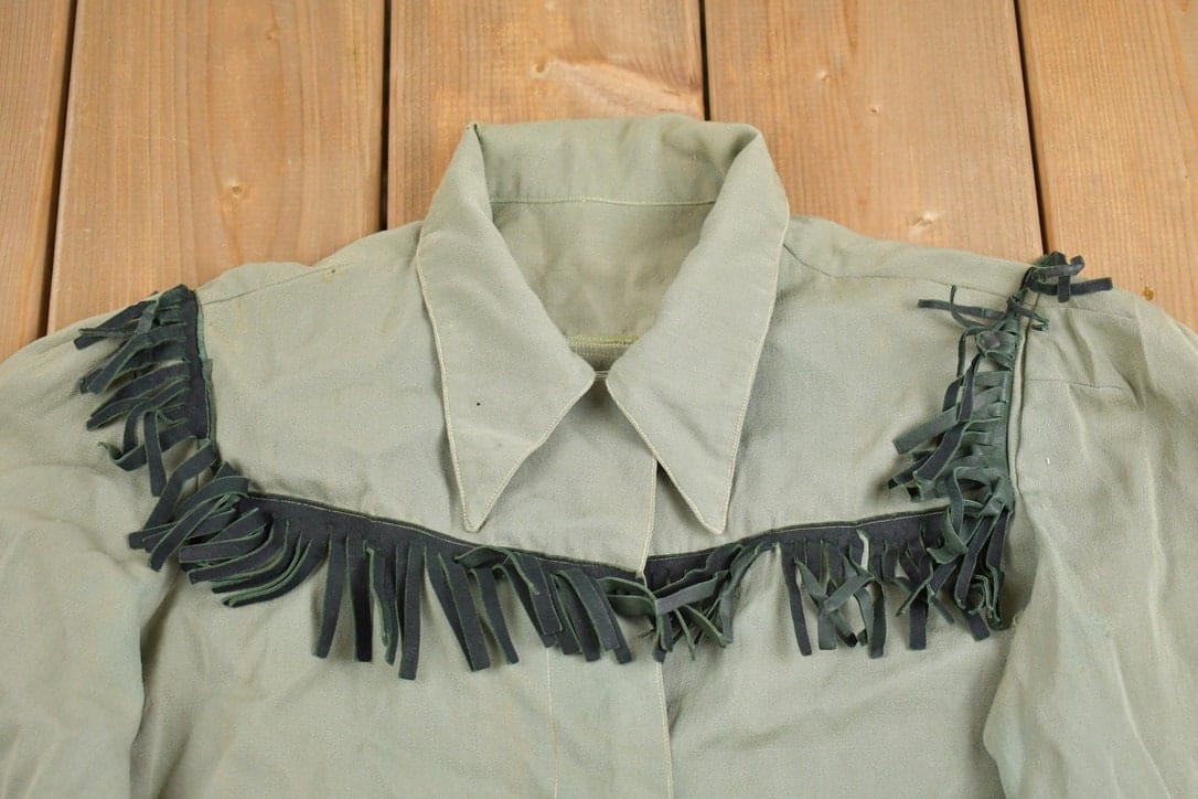 Vintage 1970s Fringe Button Up Shirt Men's XS from propervintagecanada