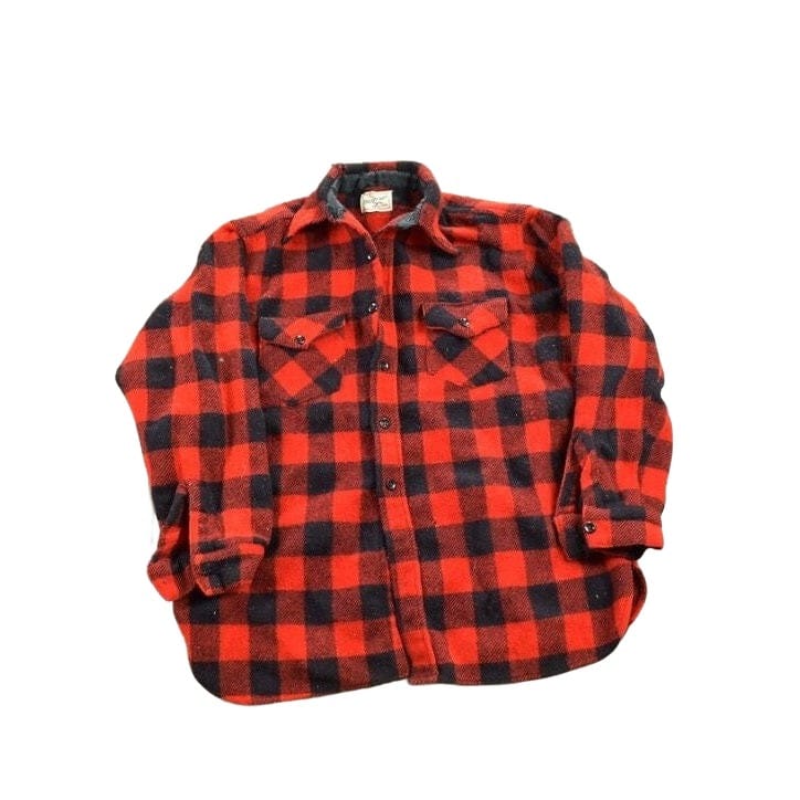 Vintage 1970s Frost Proof Buffalo Plaid Button Up Shirt Men's Large from propervintagecanada