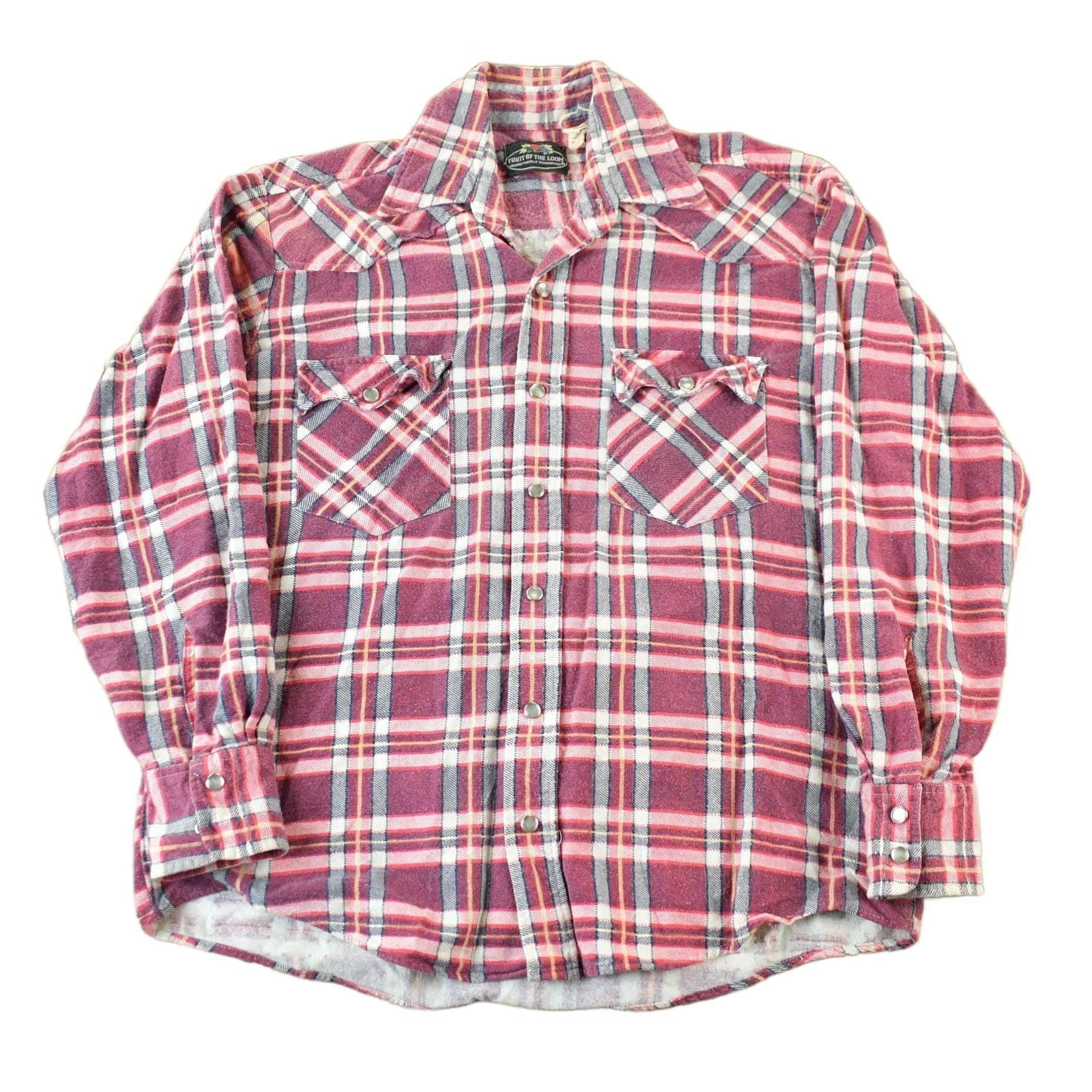 Vintage 1970s Fruit Of The Loom Flannel Button Up Shirt Men's Medium from propervintagecanada