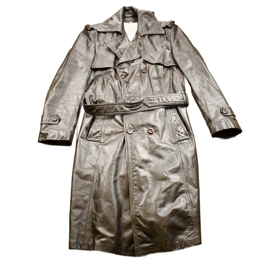 Vintage 1970s Full Length Brown Leather Trench Coat from propervintagecanada