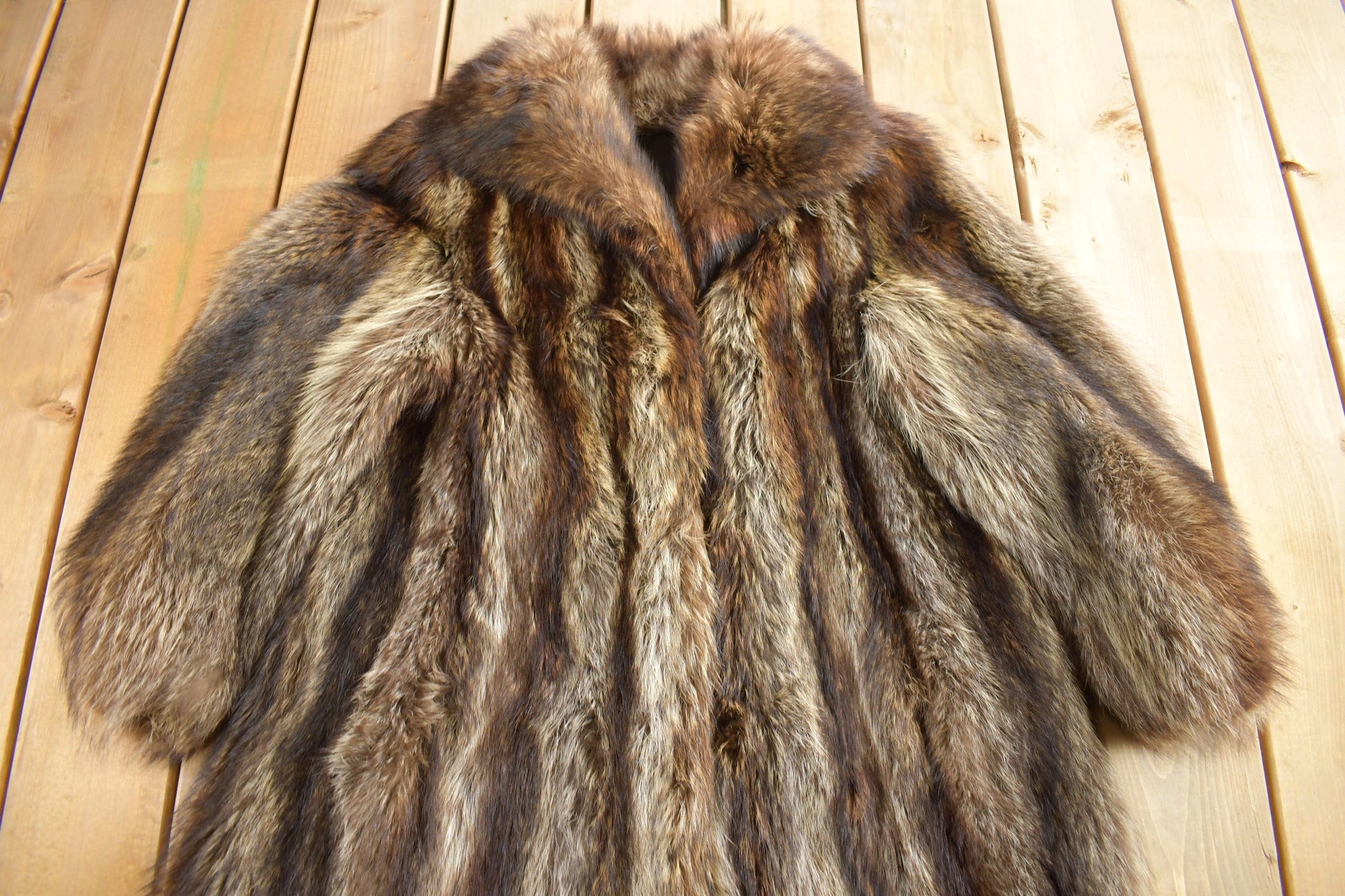Vintage 1970s Full Length Racoon Fur Coat from propervintagecanada