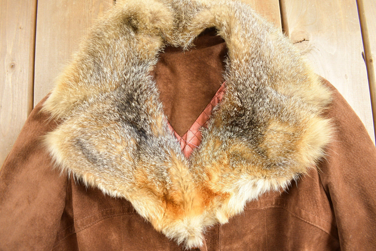 Vintage 1970s Fur Collar Suede Leather Jacket from propervintagecanada