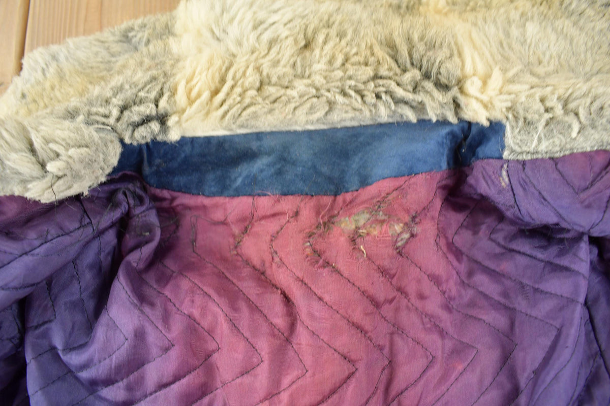 Vintage 1970s Fur Collar Suede Snap Button Women's Jacket from propervintagecanada