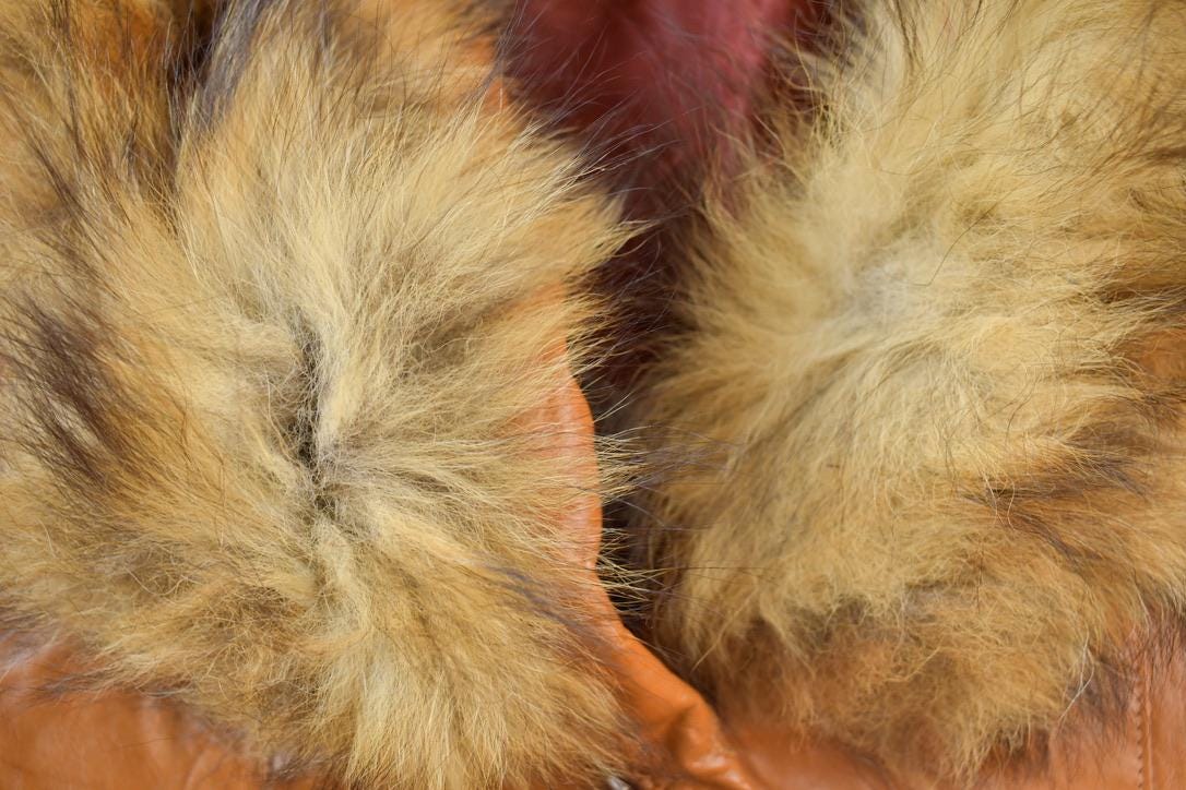 Vintage 1970s Genuine Leather Fox Fur Collar Trench Coat from propervintagecanada
