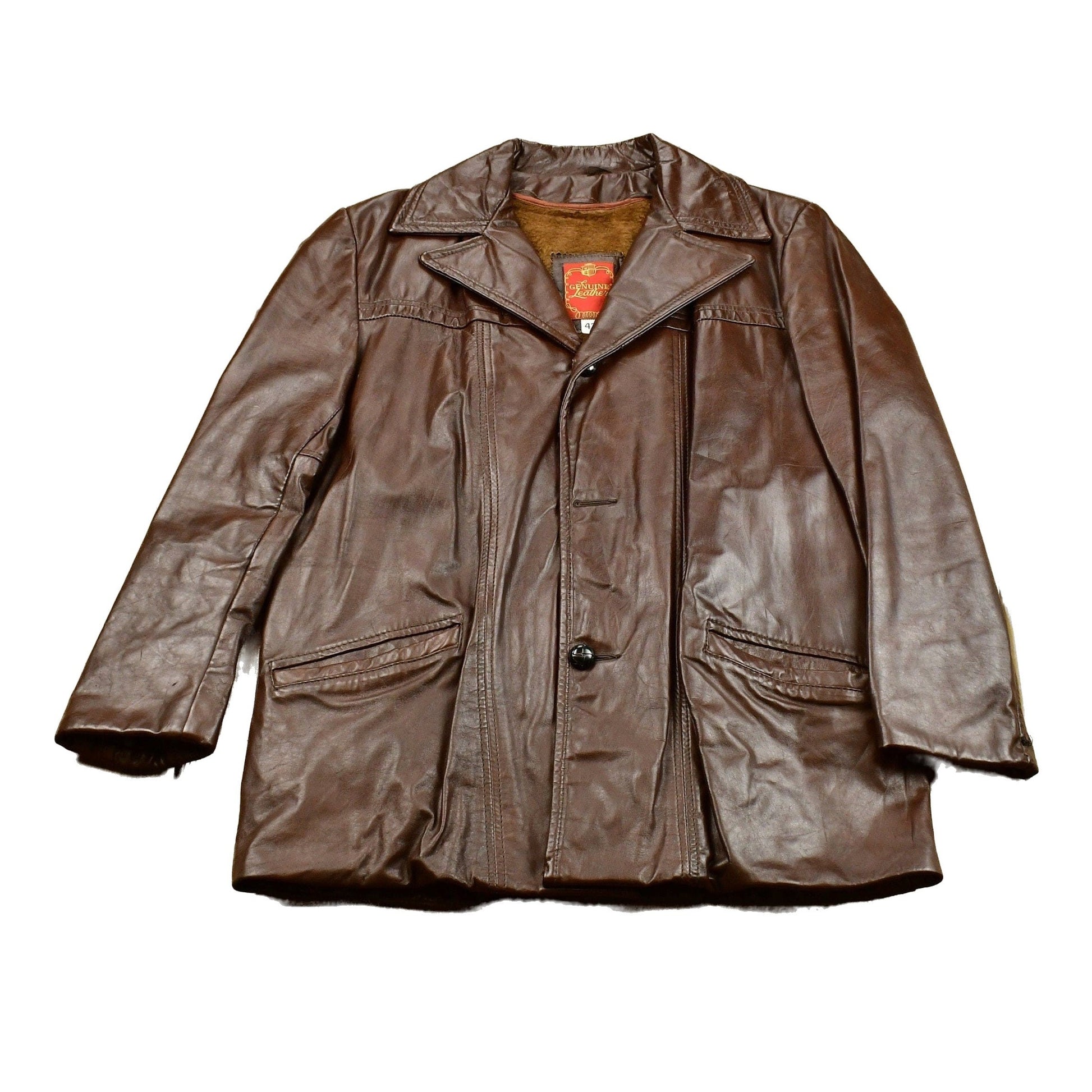 Vintage 1970s Genuine Leather Lined Overcoat Men's M from propervintagecanada