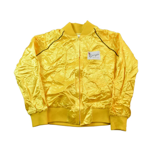 Vintage 1970s Giorgio Beverly Hills Snap Button Yellow Satin Jacket Men's XS from propervintagecanada