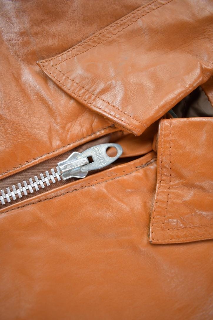 Vintage 1970s Golden Crown By Bristol Burnt Orange Leather Coat Women's S from propervintagecanada