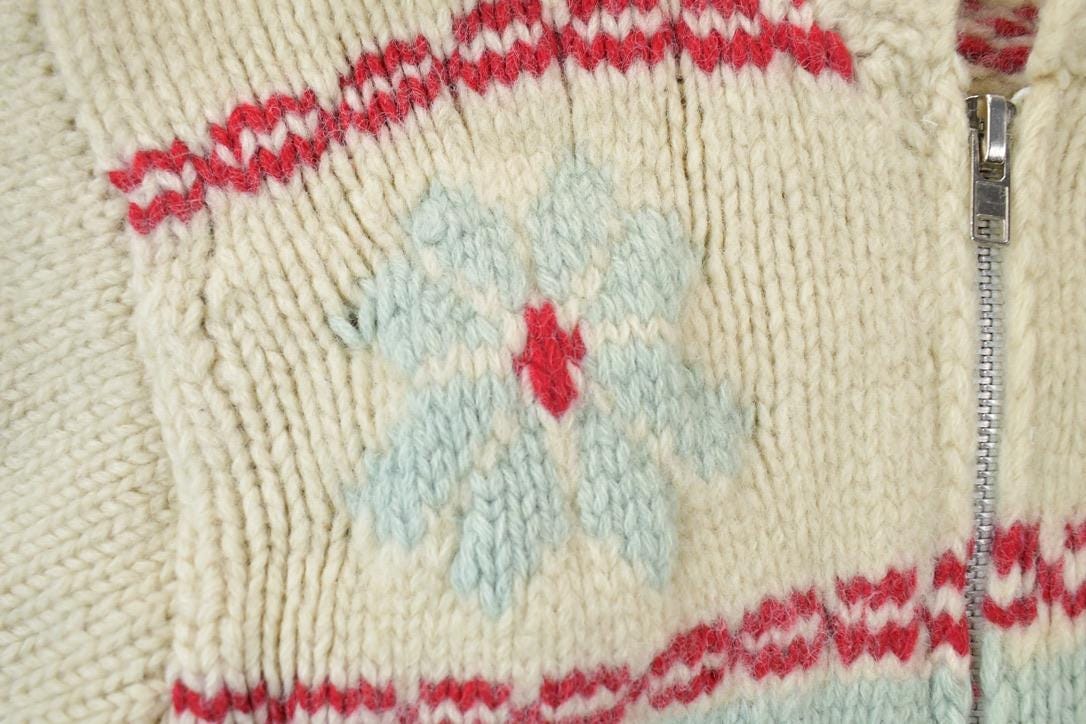 Vintage 1970s Golden Keel 100% Wool Full Zip Knit Christmas Sweater Women's S from propervintagecanada