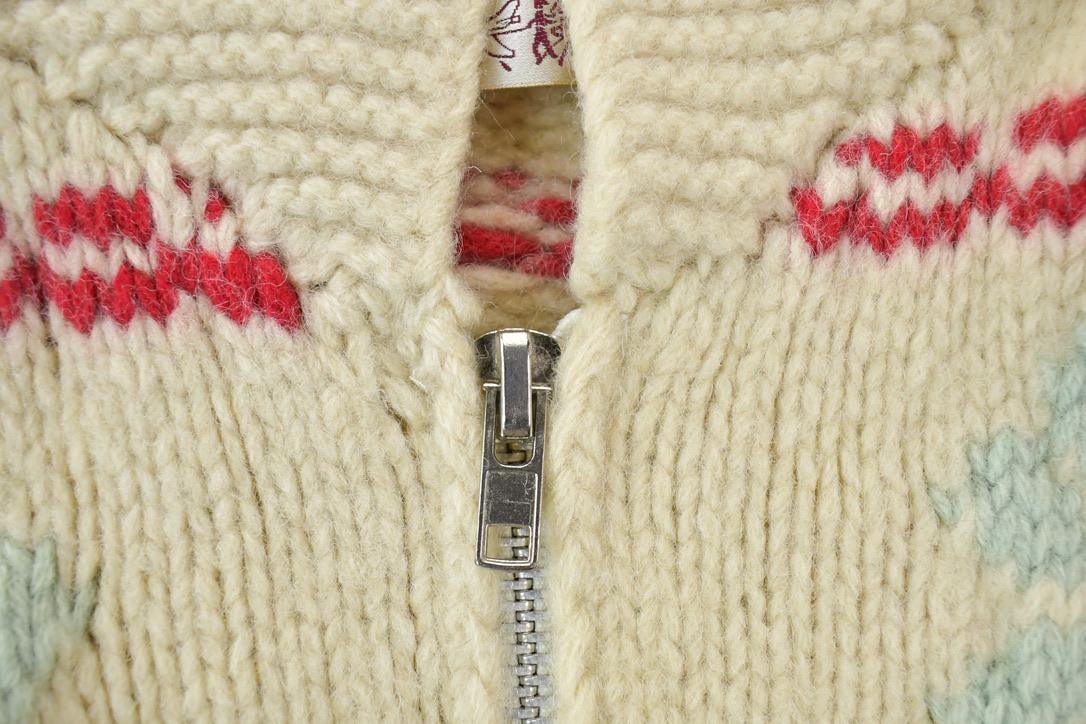 Vintage 1970s Golden Keel 100% Wool Full Zip Knit Christmas Sweater Women's S from propervintagecanada