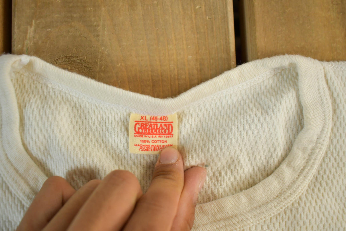 Vintage 1970s Greatland Thermal Waffle Knit Long Sleeve Men's M from propervintagecanada