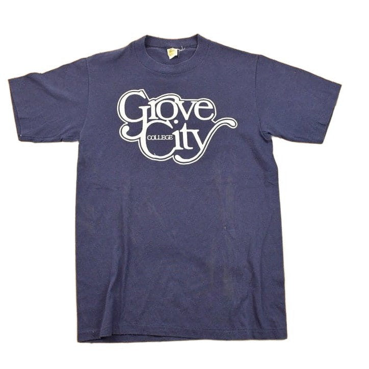 Vintage 1970s Grove City College Collegiate Velva Sheen T-Shirt Men's Large from propervintagecanada