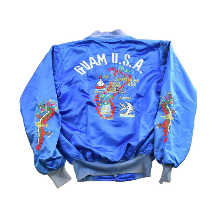 Vintage 1970s Guam USA Korean Sukajan Bomber Jacket from propervintagecanada