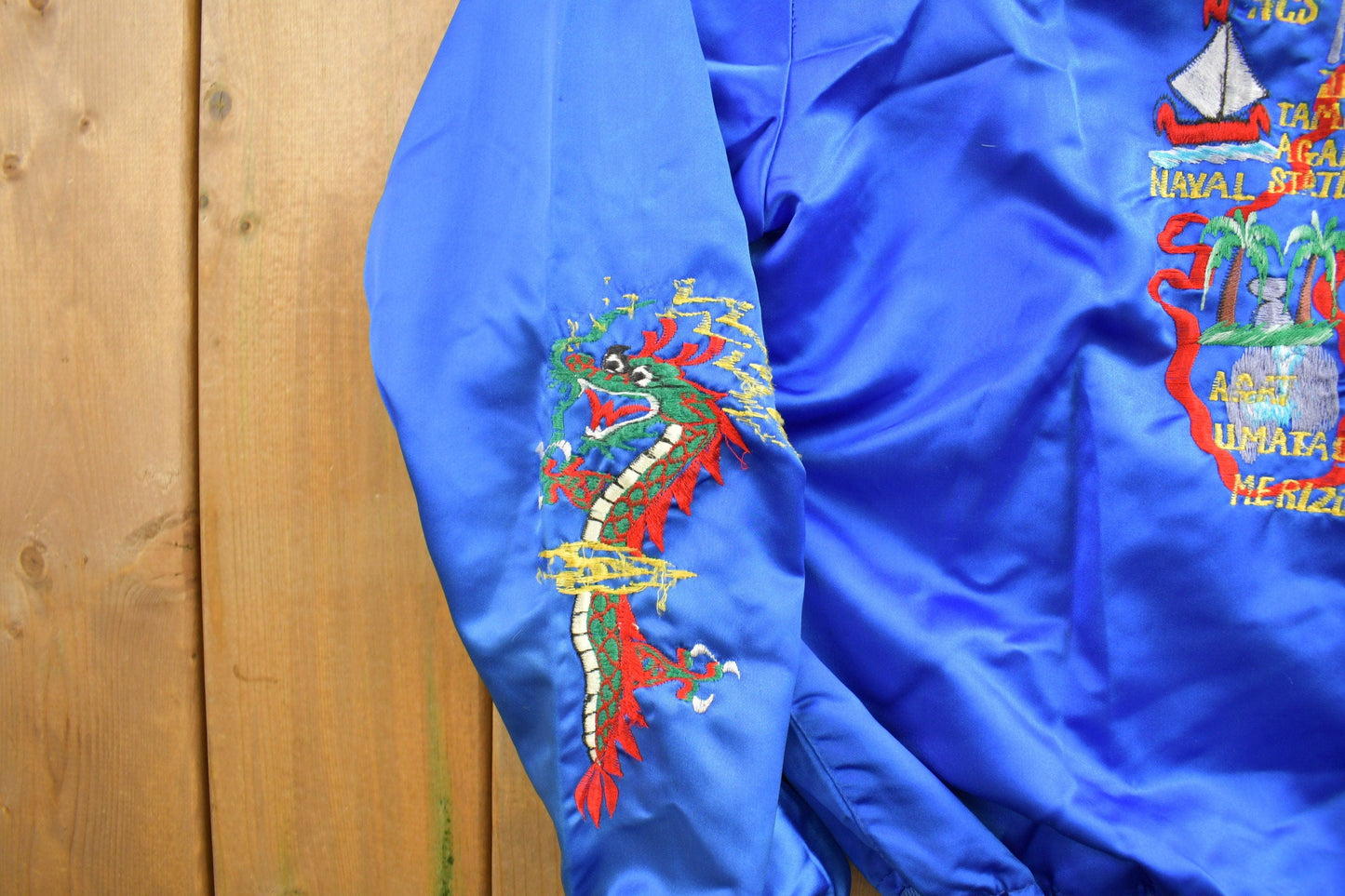 Vintage 1970s Guam USA Korean Sukajan Bomber Jacket from propervintagecanada