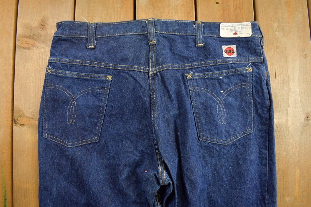 Vintage 1970s GWG Western Style Flare Denim Jeans Men's 37 x 32.5 from propervintagecanada