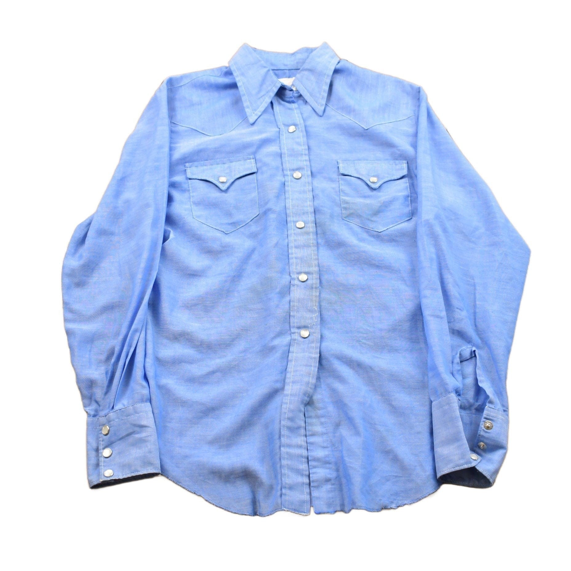 Vintage 1970s H Bar Western Pearl Snap Button Up Shirt Men's Medium from propervintagecanada