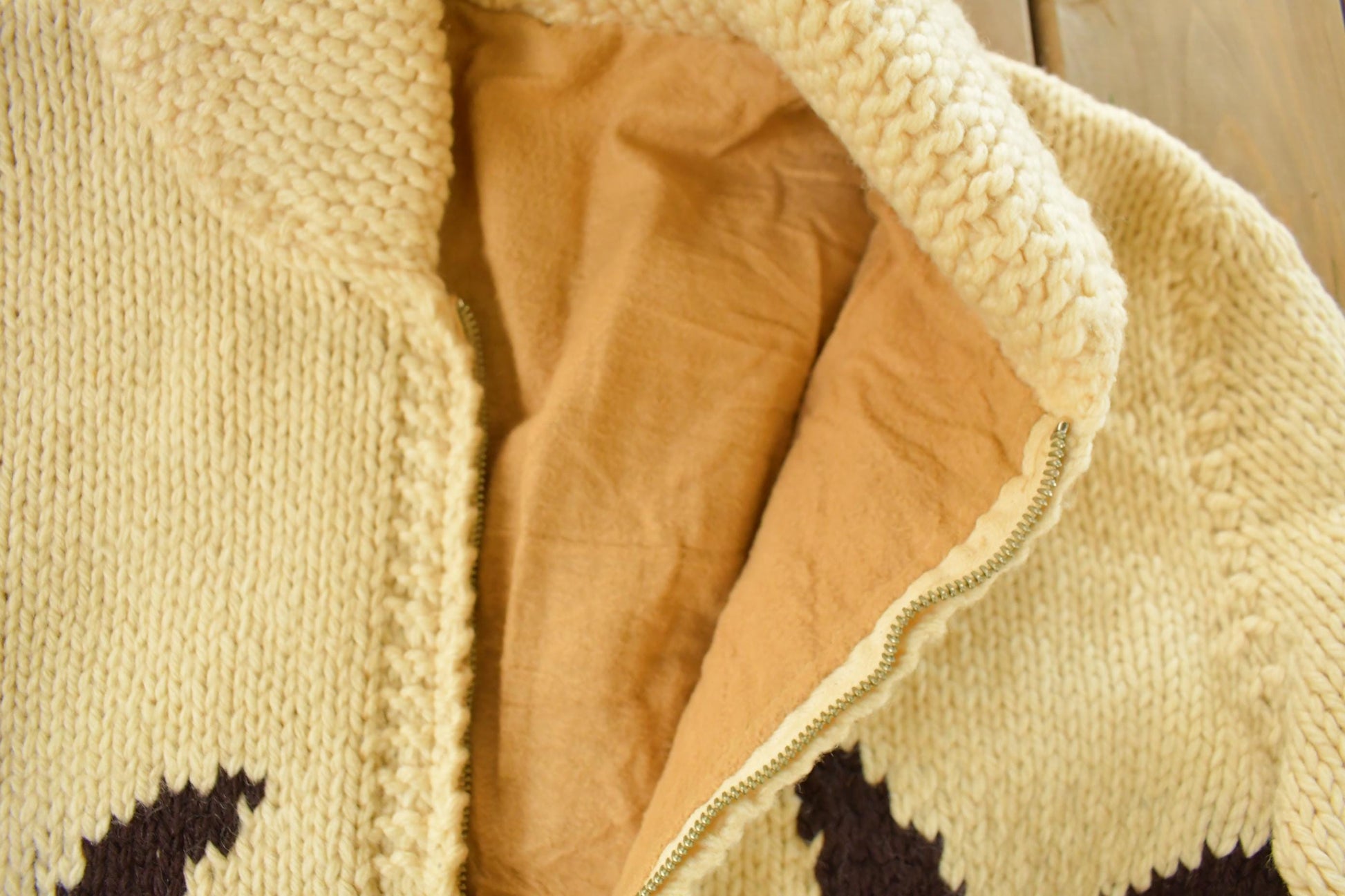 Vintage 1970s Hand-Knit Duck Birds Theme Wool Cowichan Sweater Men's Medium from propervintagecanada