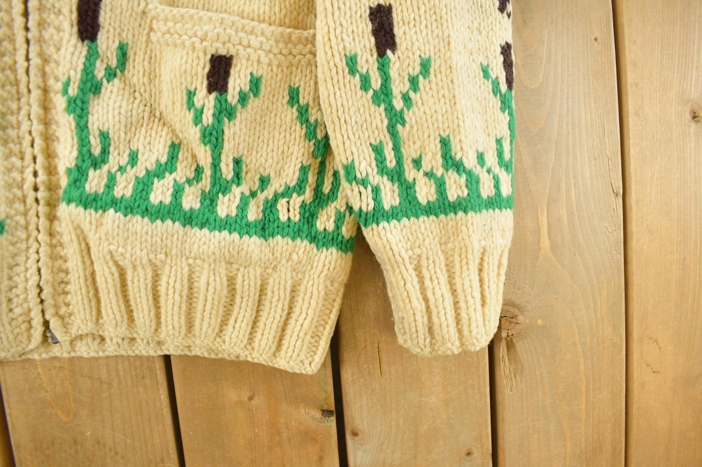 Vintage 1970s Hand-Knit Duck Birds Theme Wool Cowichan Sweater Men's Medium from propervintagecanada