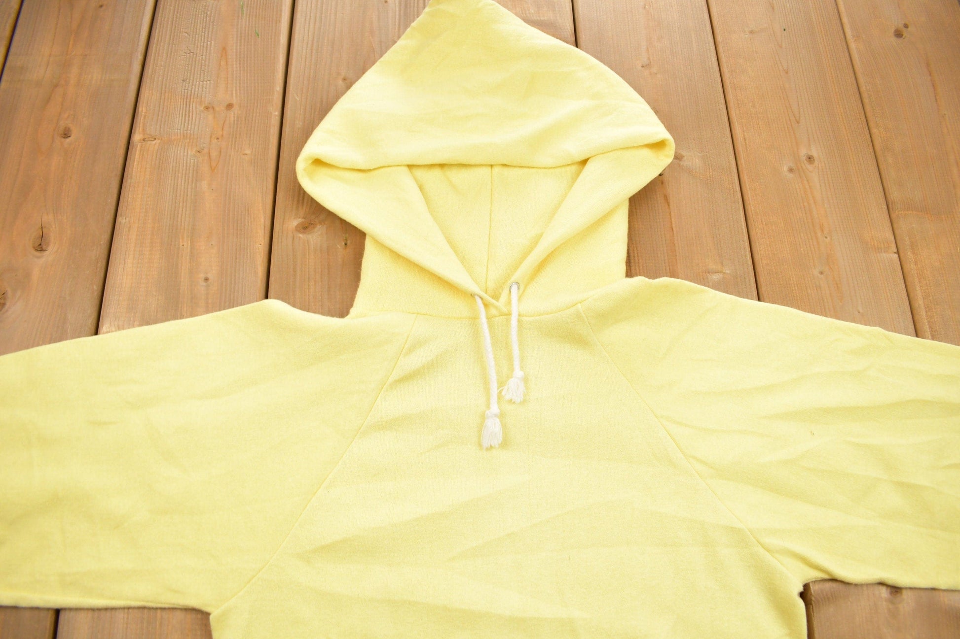 Vintage 1970s Health Knit Blank Yellow Hoodie from propervintagecanada