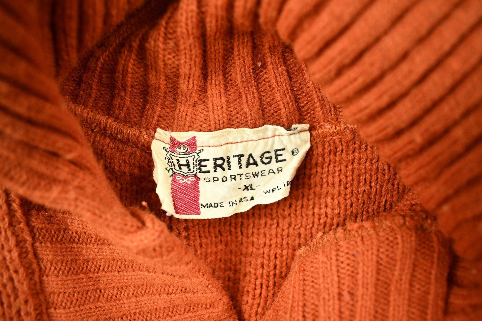 Vintage 1970s Heritage Sportswear Knitted Quarter Button Sweater Men's XL from propervintagecanada