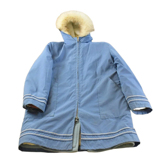 Vintage 1970s Hudson Bay Wool Embroidered Parka Jacket Shell Fur Trim Women's L from propervintagecanada